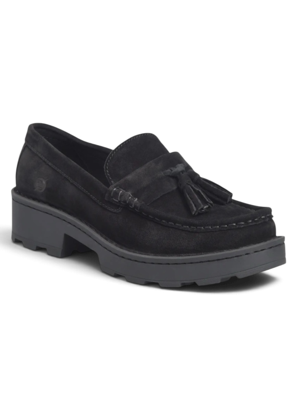 Born Capri Tassel Black Suede Platform Loafer Size 7.5M